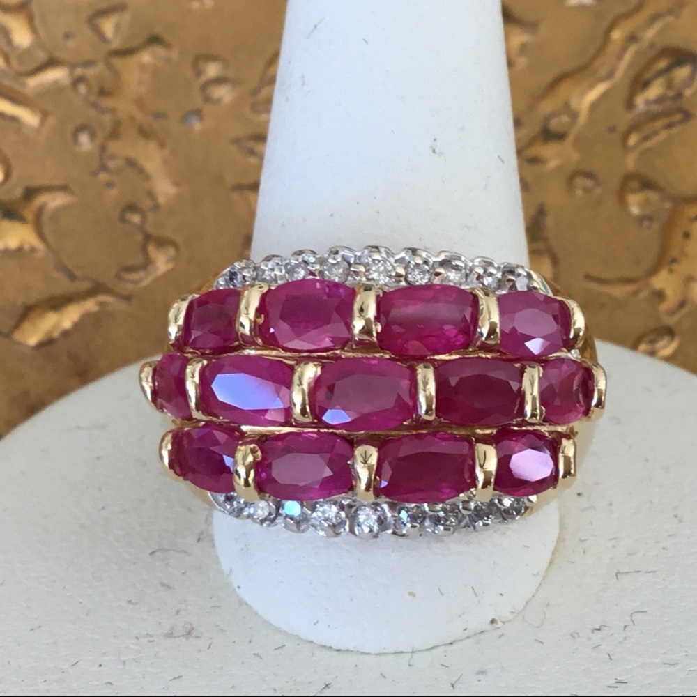 10KTYG Ruby Diamond Ring Size 7 1/4. Weight 7.1.  Can be resized.  Perfect Gift.
